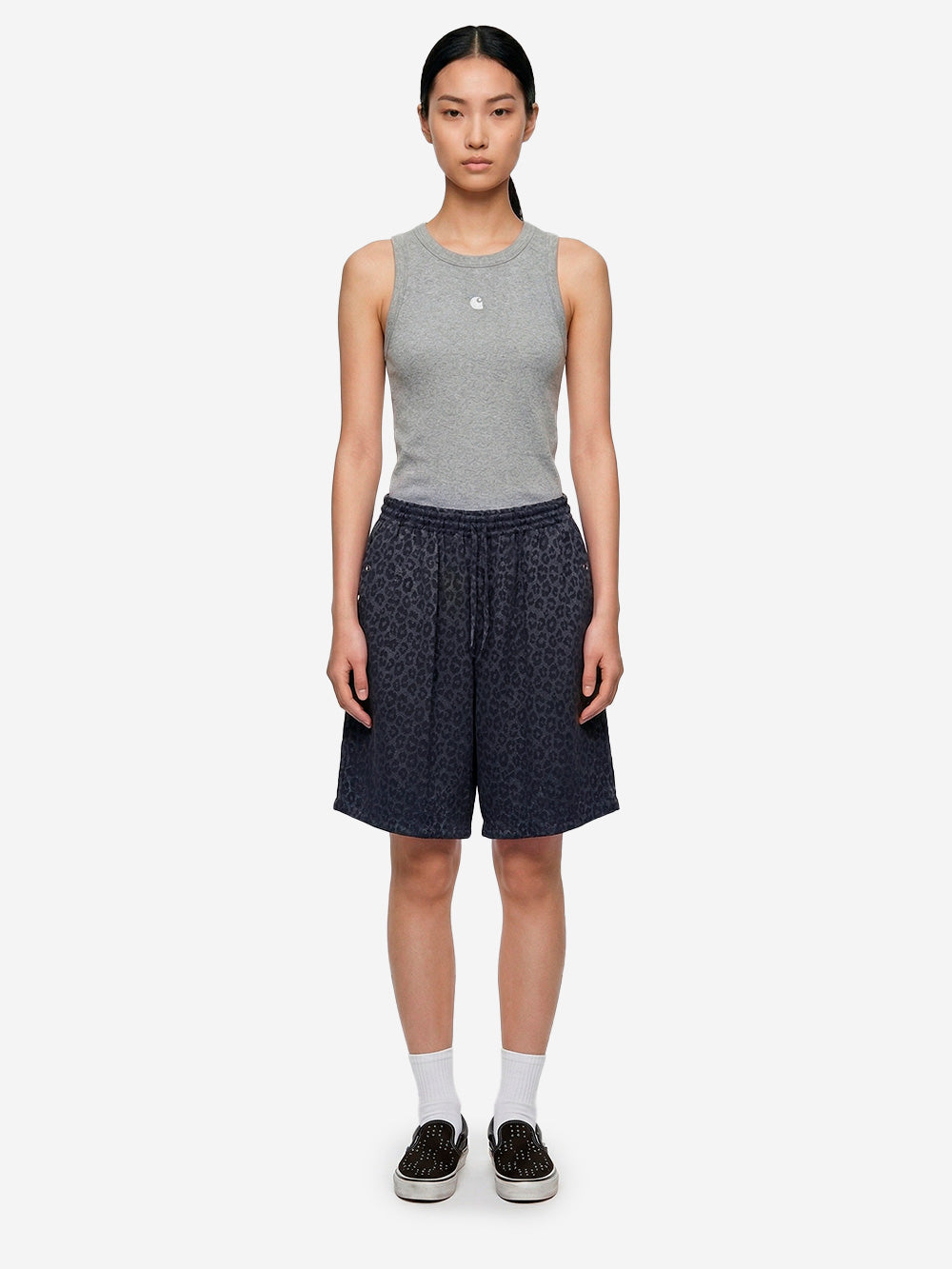 NEEDLES Shorts HD String Cowboy in jacquard di rayon leopardato Navy Urbanstaroma