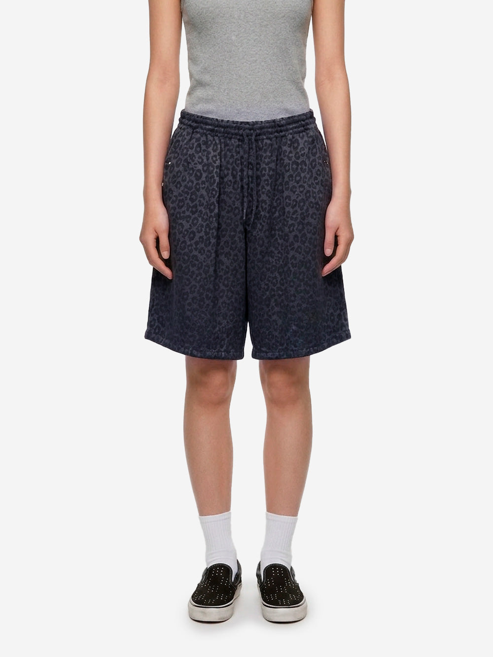 NEEDLES Shorts HD String Cowboy in jacquard di rayon leopardato Navy Urbanstaroma