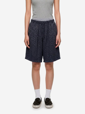 NEEDLES Shorts HD String Cowboy in jacquard di rayon leopardato Navy