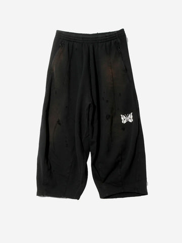 Jogger neri HD decostruiti in french terry e dettagli distressed