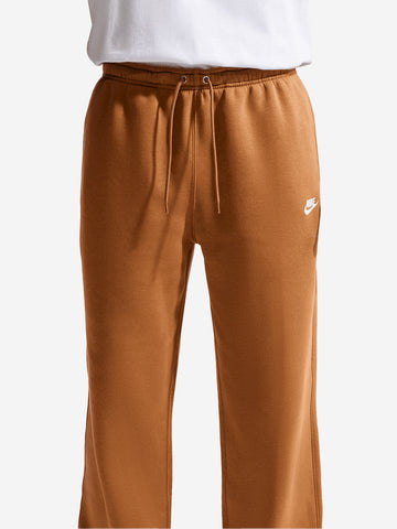 NIKE Pantaloni marroni in fleece con orlo aperto Cammello
