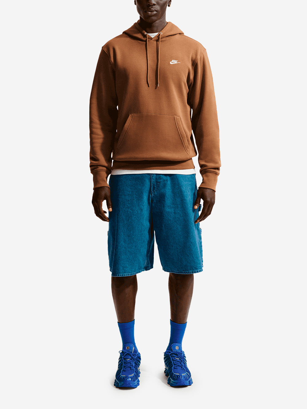 NIKE Felpa pullover marrone con cappuccio e swoosh Cammello Urbanstaroma
