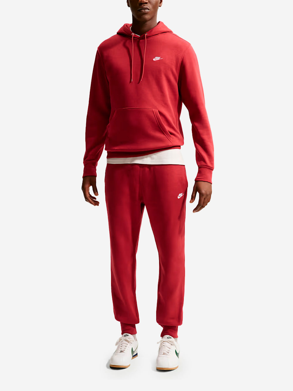 NIKE Felpa pullover rossa con cappuccio e swoosh Rosso Urbanstaroma