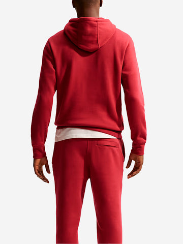 NIKE Felpa pullover rossa con cappuccio e swoosh Rosso