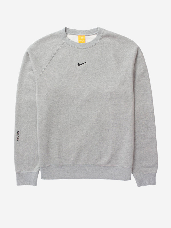 NIKE x Drake NOCTA Grey fleece crewneck sweater FN8160 | Urbanstaroma
