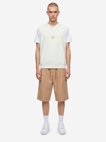 NIKE Shorts oversize beige pleated con Swoosh Beige
