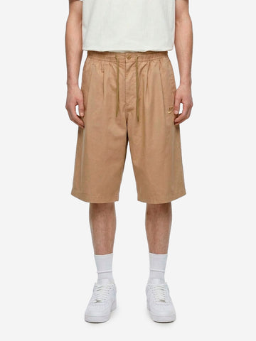 NIKE Shorts oversize beige pleated con Swoosh Beige
