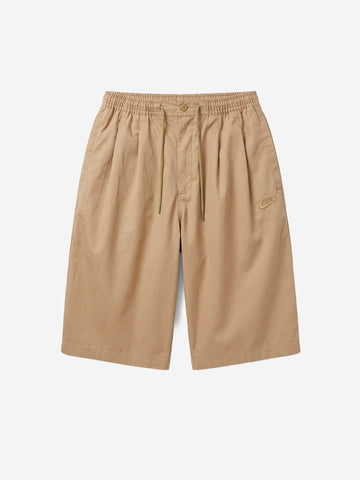 NIKE Shorts oversize beige pleated con Swoosh Beige