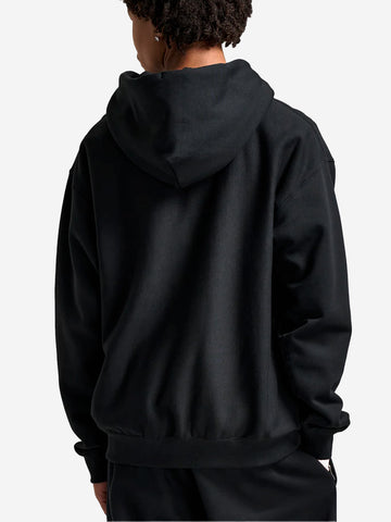 NIKE Felpa nera con cappuccio e zip a tutta lunghezza in fleece Nero