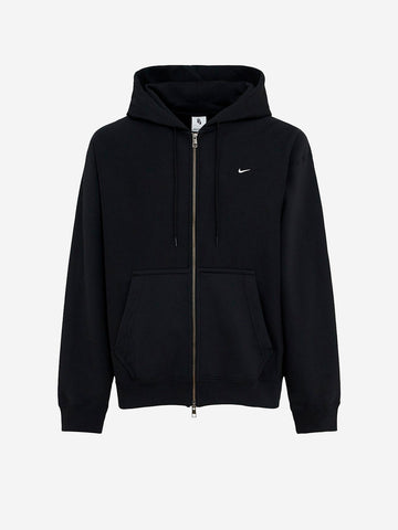 NIKE Felpa nera con cappuccio e zip a tutta lunghezza in fleece Nero