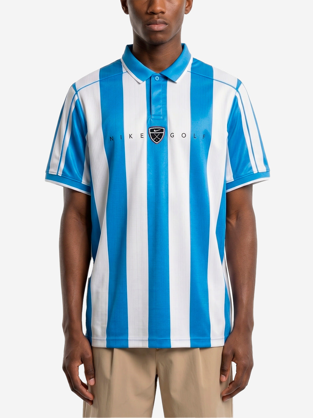 NIKE Polo da golf a manica corta bianca e blu Dri-FIT Bianca celeste Urbanstaroma