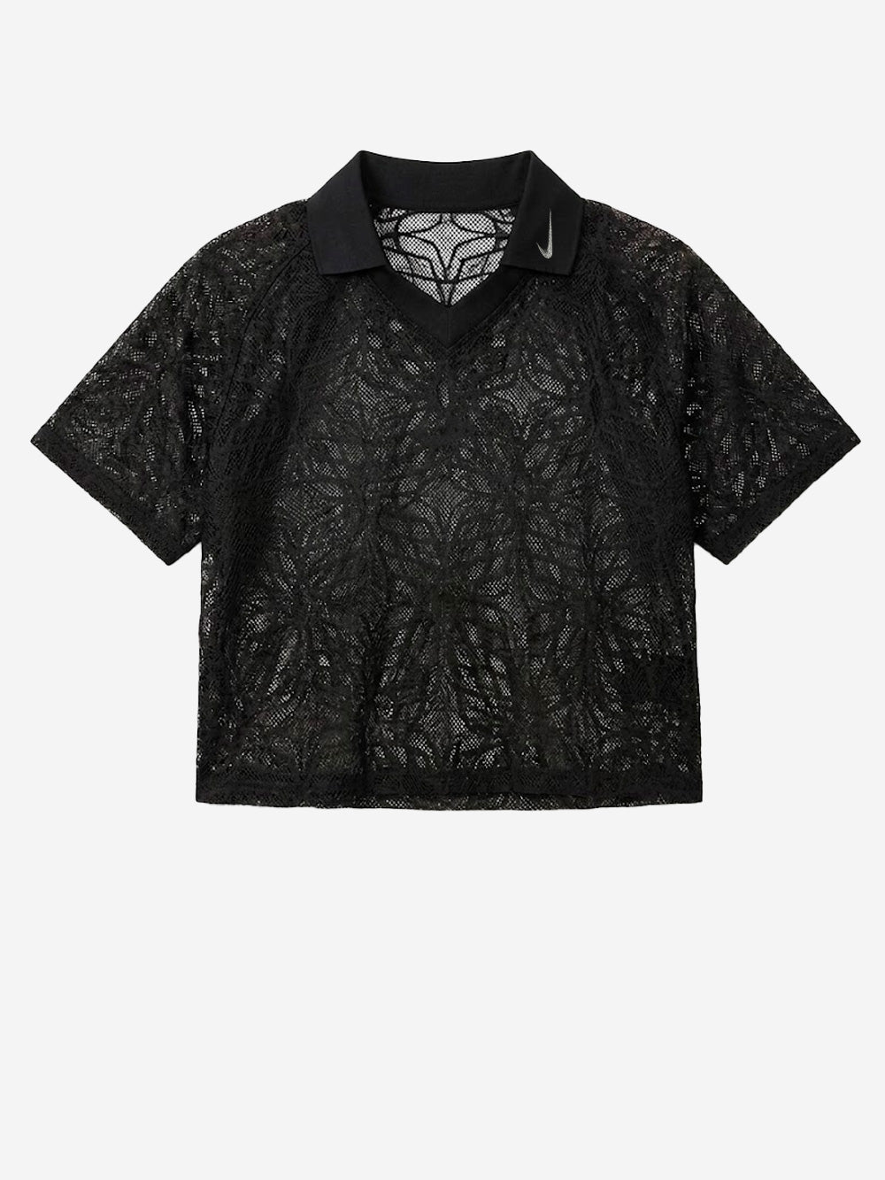 NIKE Polo nera in jersey loose fit con pizzo Nero Urbanstaroma