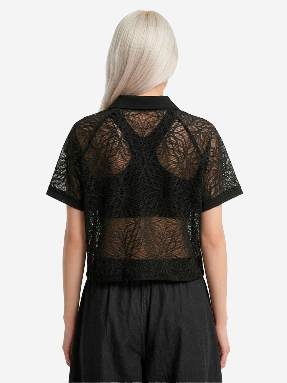 NIKE Polo nera in jersey loose fit con pizzo Nero Urbanstaroma