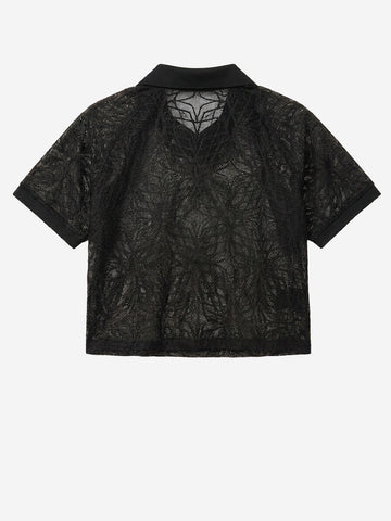 NIKE Polo nera in jersey loose fit con pizzo Nero