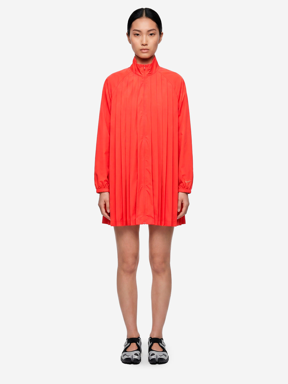 NIKE Mini abito oversize a manica lunga rosso con pieghe Rosso Urbanstaroma
