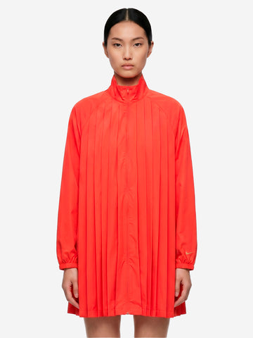 NIKE Mini abito oversize a manica lunga rosso con pieghe Rosso