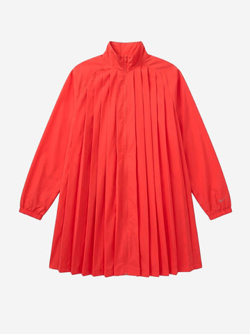 NIKE Mini abito oversize a manica lunga rosso con pieghe Rosso