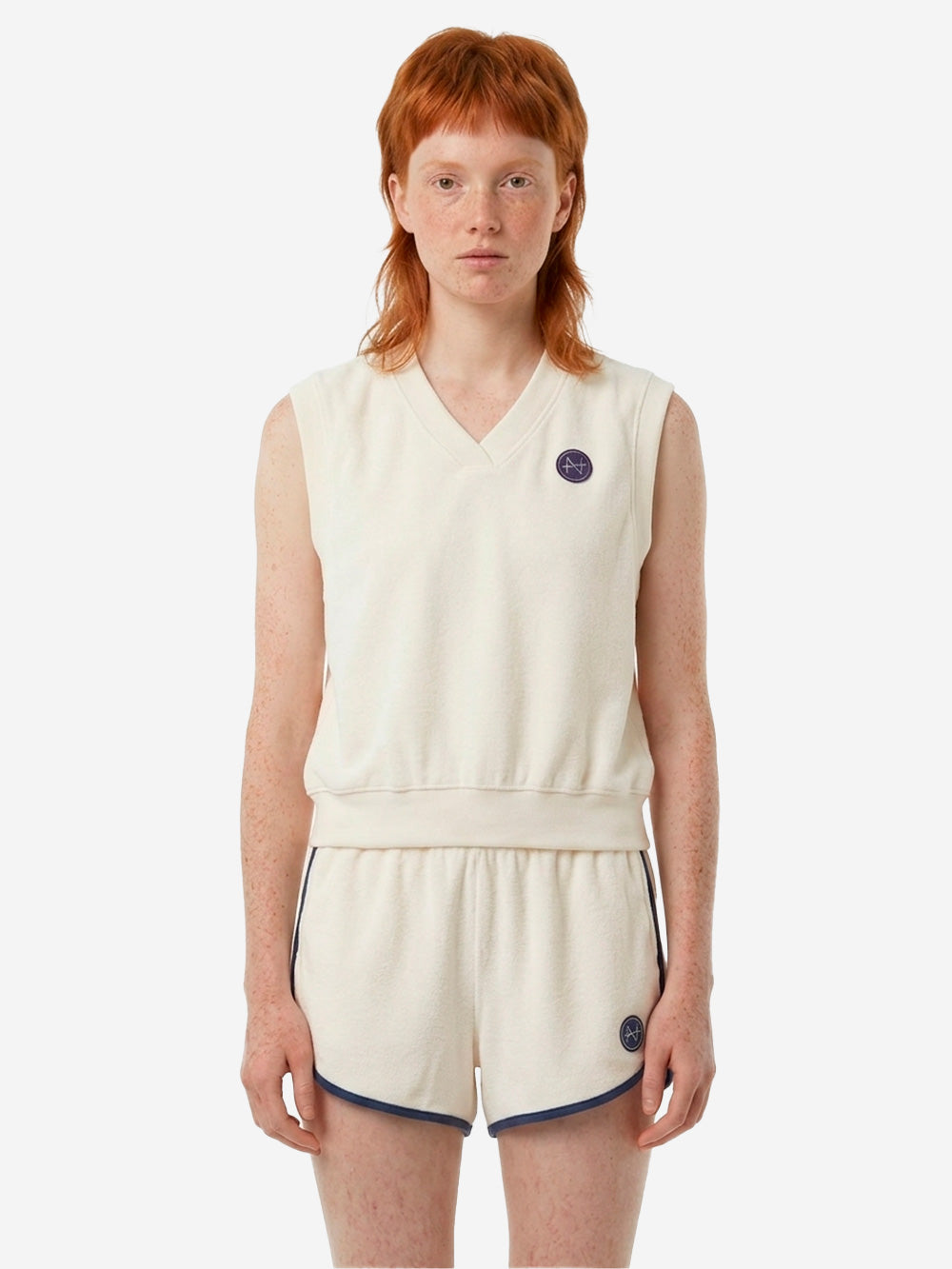 NIKE Canotta con scollo a V in tessuto French Terry Bianco Urbanstaroma