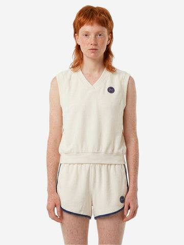 NIKE Canotta con scollo a V in tessuto French Terry Bianco