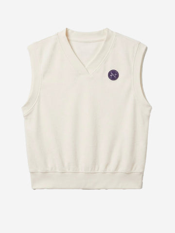 NIKE Canotta con scollo a V in tessuto French Terry Bianco