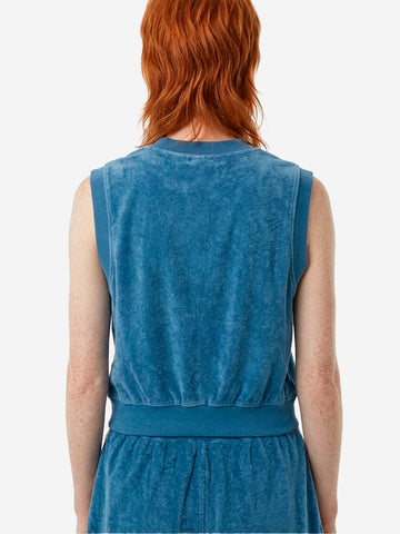 NIKE Canotta blu con scollo a V in tessuto French Terry Blu