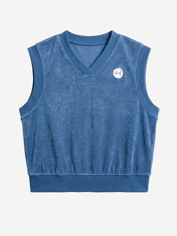 NIKE Canotta blu con scollo a V in tessuto French Terry Blu