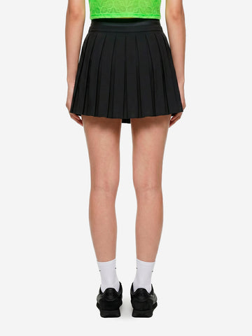 NIKE Minigonna nera in taffetà plissettato con Swoosh ricamato Nero