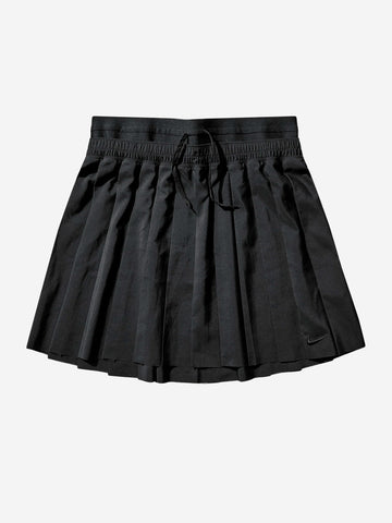 NIKE Minigonna nera in taffetà plissettato con Swoosh ricamato Nero