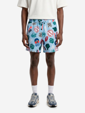 NIKE Shorts celesti Club con stampa Flow Celeste