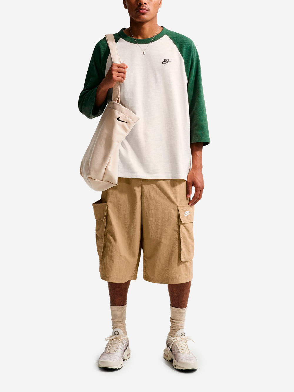 NIKE Maglia con maniche 3/4 e raglan verde e bianco Bianco verde Urbanstaroma