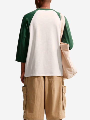 NIKE Maglia con maniche 3/4 e raglan verde e bianco Bianco verde