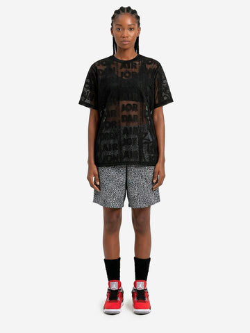 JORDAN Top nero in maglia a trama larga con trasparenze Nero
