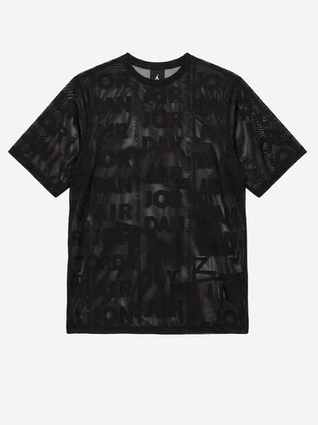 JORDAN Top nero in maglia a trama larga con trasparenze Nero