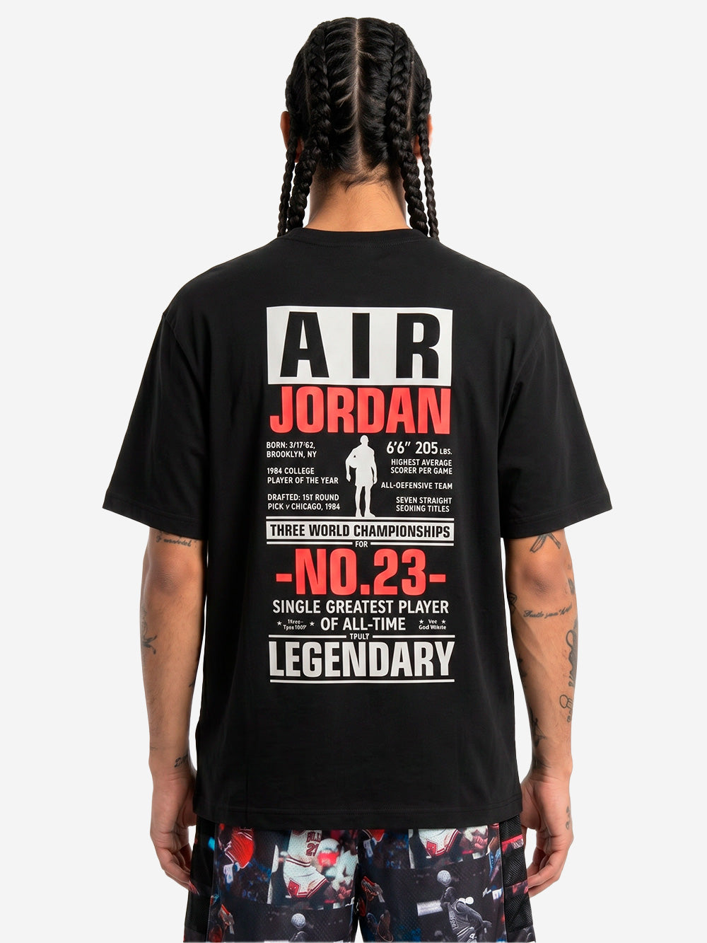 JORDAN T-shirt nera 'Flight' con stampa Legend Crew Nero Urbanstaroma
