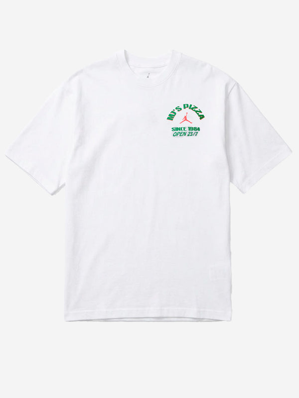 JORDAN White T-shirt with MJ pizza graphic IF3166 | Urbanstaroma