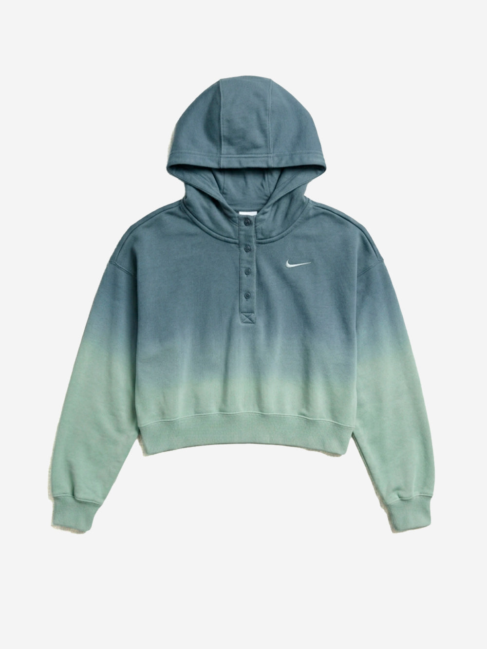 NIKE Felpa con cappuccio cropped in fleece dip-dye wash Salvia Urbanstaroma