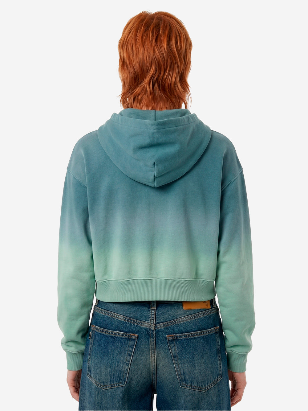 NIKE Felpa con cappuccio cropped in fleece dip-dye wash Salvia Urbanstaroma