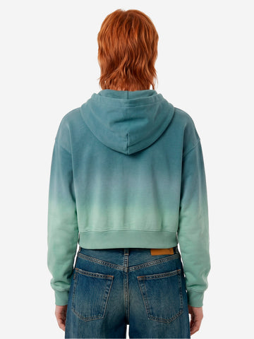 NIKE Felpa con cappuccio cropped in fleece dip-dye wash Salvia