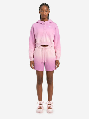NIKE Felpa rosa con cappuccio cropped in fleece dip-dye wash Rosa