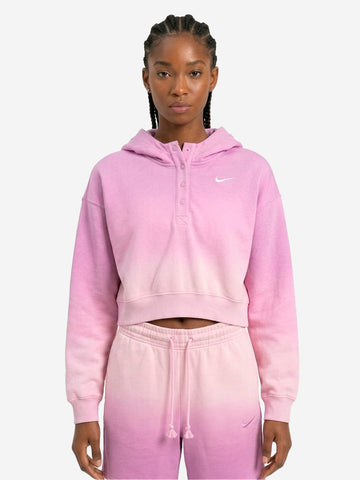 NIKE Felpa rosa con cappuccio cropped in fleece dip-dye wash Rosa
