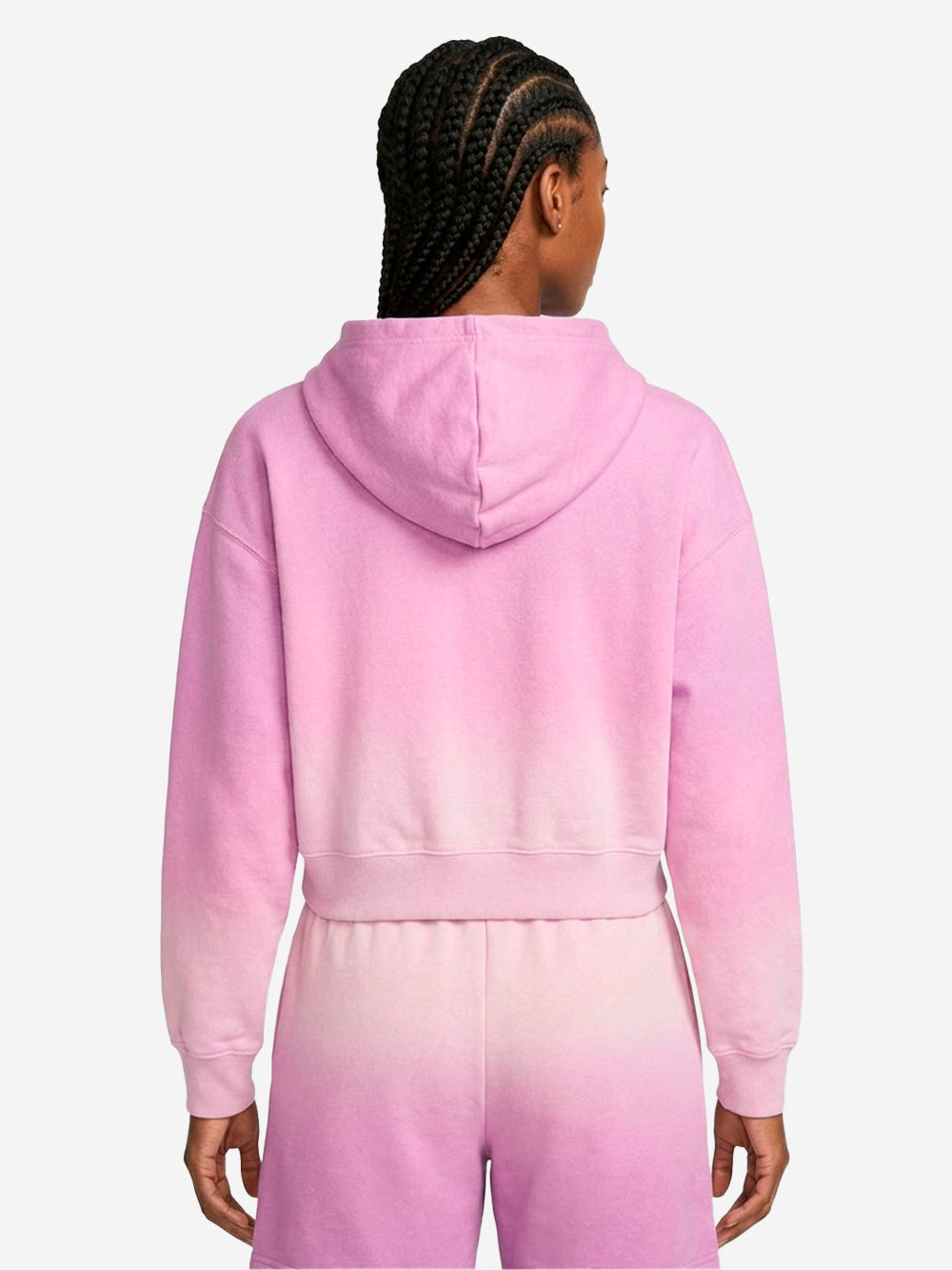NIKE Felpa rosa con cappuccio cropped in fleece dip-dye wash Rosa Urbanstaroma