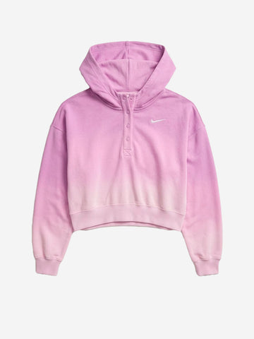 NIKE Felpa rosa con cappuccio cropped in fleece dip-dye wash Rosa