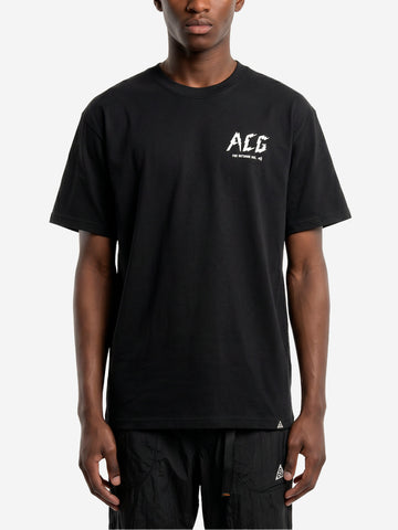 NIKE ACG T-shirt nera in misto cotone con grafica e Dri-FIT Nero