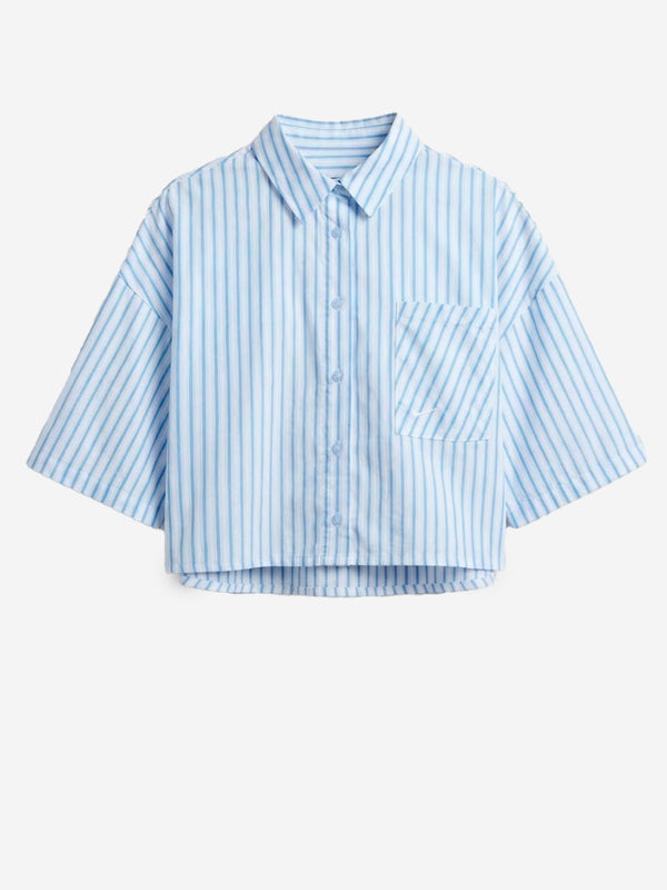 NIKE Blue striped short sleeve oversized shirt II4228 | Urbanstaroma