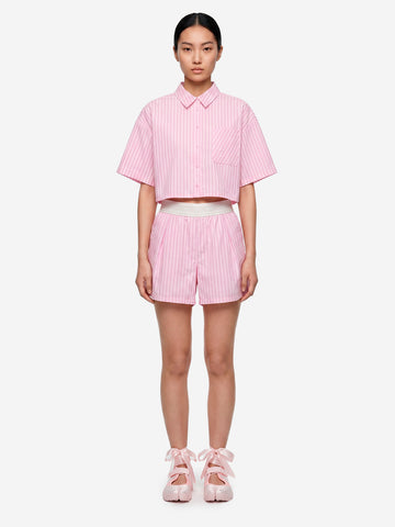 NIKE Camicia oversize a manica corta a righe rosa Rosa bianca
