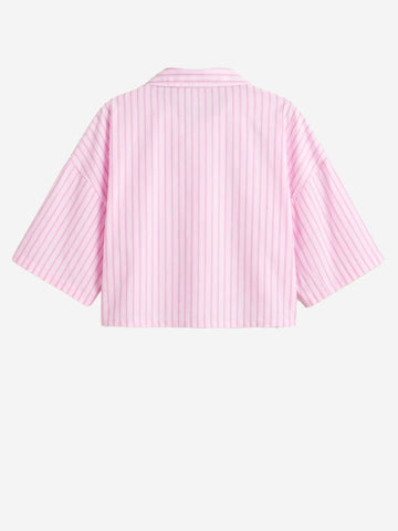 NIKE Camicia oversize a manica corta a righe rosa Rosa bianca