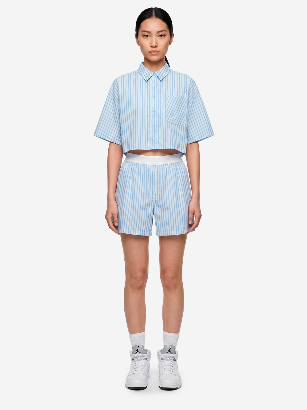 NIKE Shorts in popeline di cotone a righe blu Bianco blu Urbanstaroma