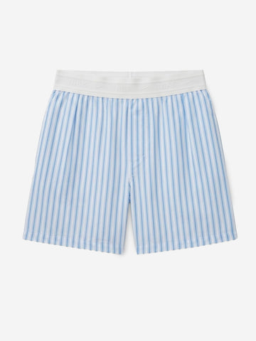 NIKE Shorts in popeline di cotone a righe blu Bianco blu