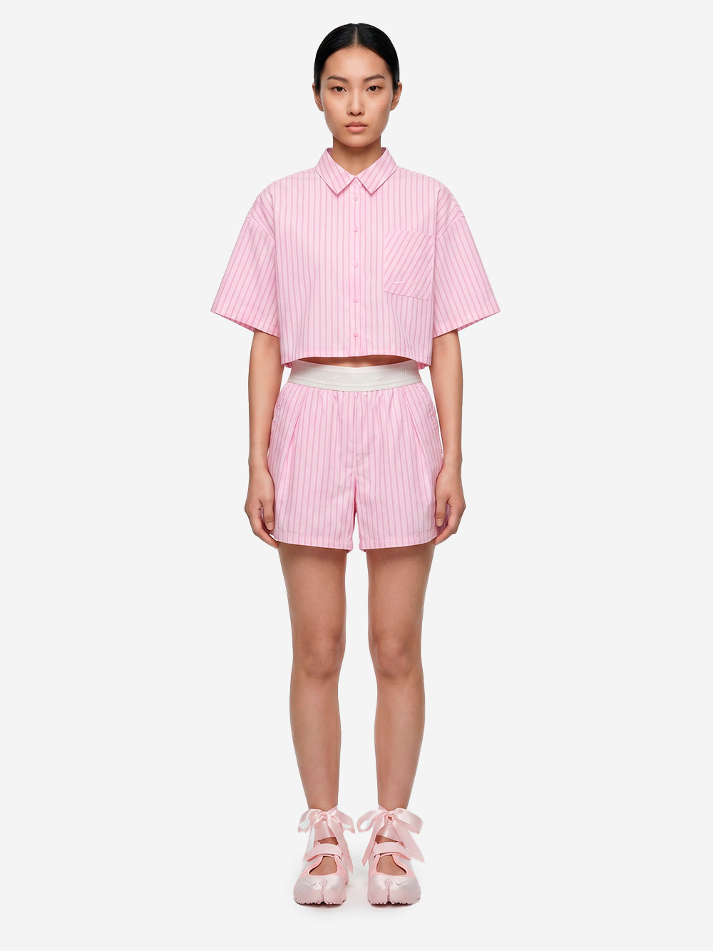 NIKE Shorts in popeline di cotone a righe rosa Rosa bianca Urbanstaroma