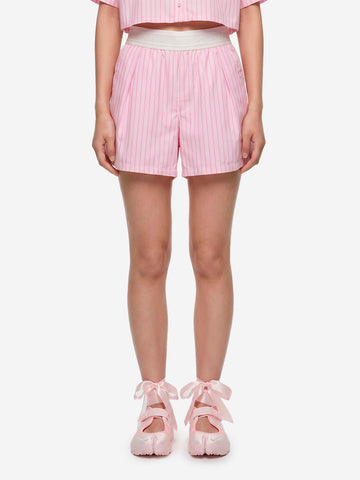 NIKE Shorts in popeline di cotone a righe rosa Rosa bianca